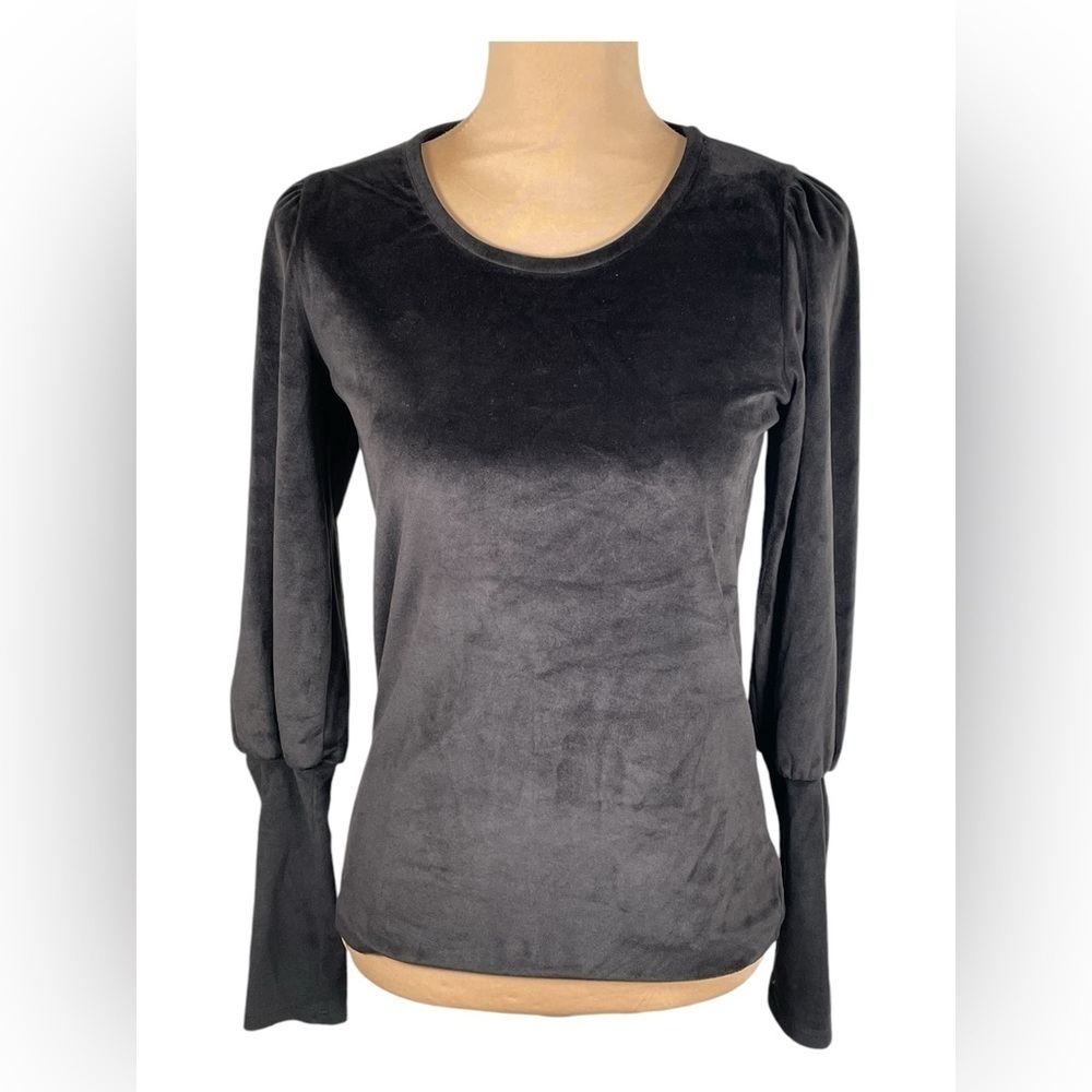 BOBEAU ~ Black Velvet Puffy Sleeves Top Small